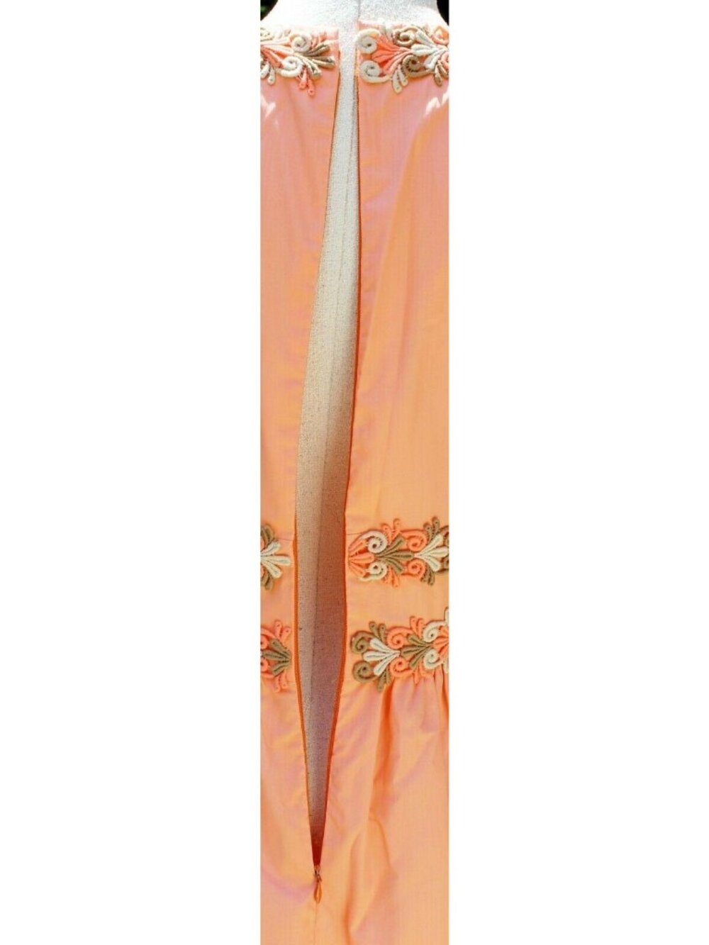 Vtg 1960s Coral Summer Dress Womens sz 12 Party Beach Lake Sheath Maxi Long - Picture 7 of 8